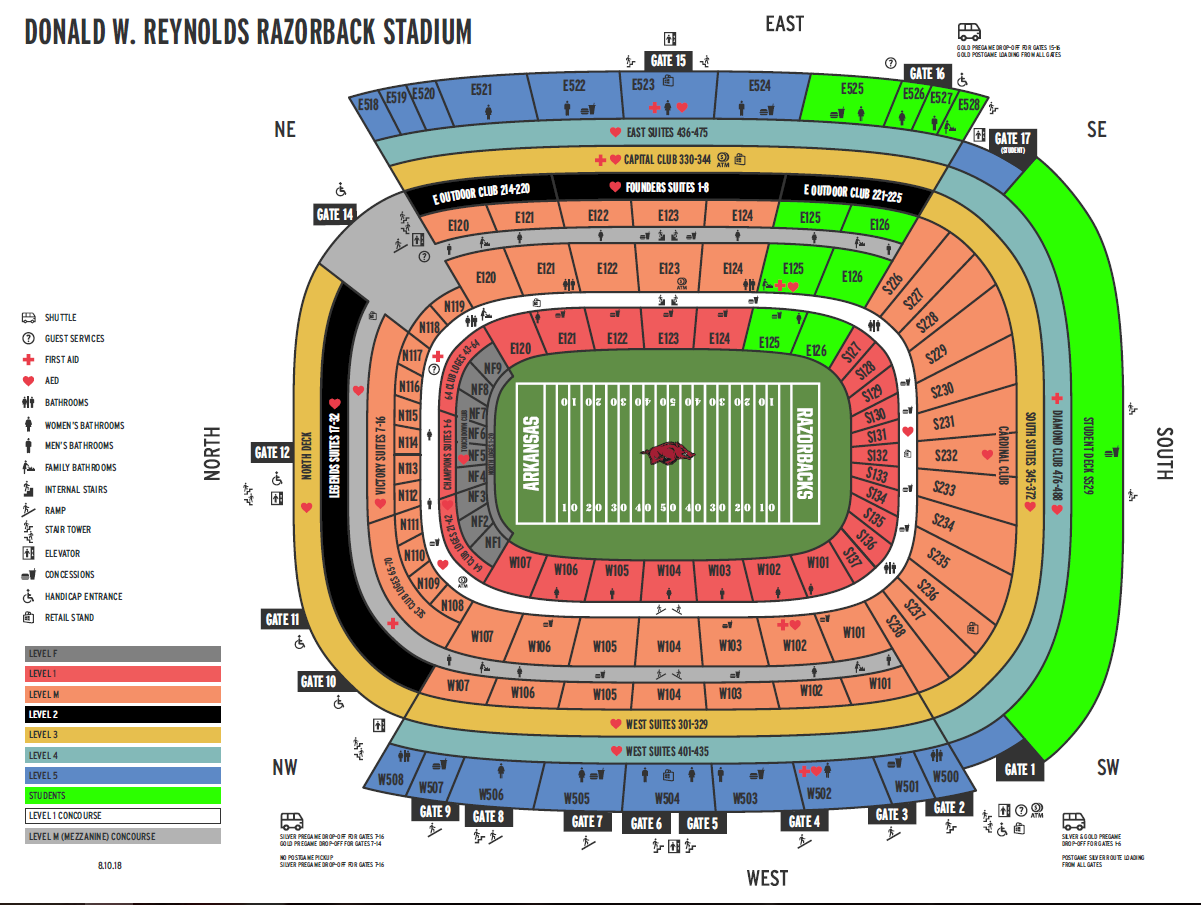 Razorback Stadium Seating Chart Razorback Stadium Fayetteville Arkansas
